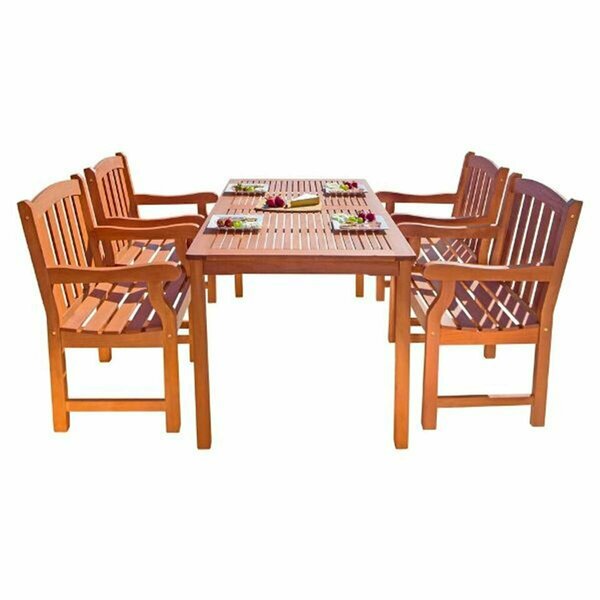 Vifah Malibu Outdoor 5-piece Wood Patio Dining Set with Backless Bench and Chairs V98SET36